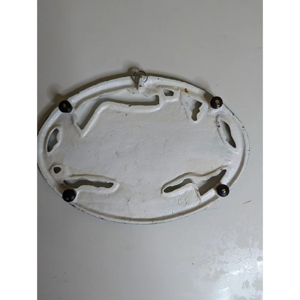 Vintage‎ Cast iron painted HOME SWEET HOME snow Christmas kitchen pot pan trivet